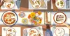 Illustration of a diverse group of friends and family enjoying a Sunday night meal together. Plates of colorful food sit on the table, along with glasses in various colors. Utensils like forks and knives are scattered near the plates. In the center of th